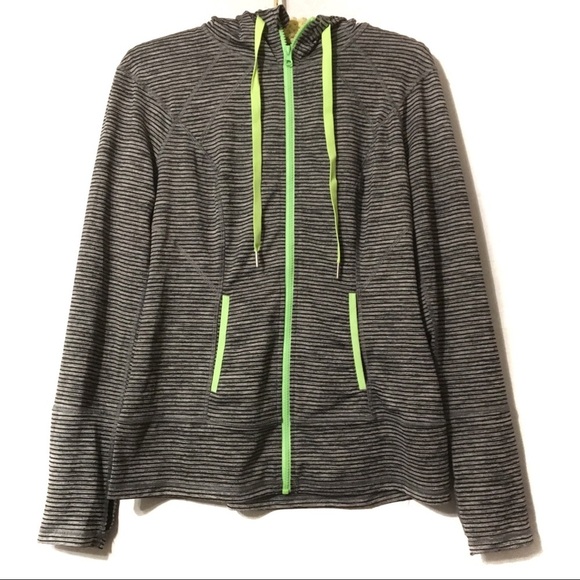 lukka Tops - Lukka Performance Hoodie Zip-Up Gray Green Size Medium‎